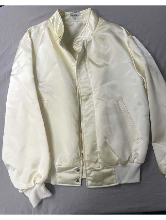 West Ark Other - Vintage Westark Satin Varsity Jacket USA Cream/ White Bomber 90s Streetwear M